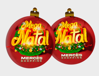 Móbile Bolinha de Natal Grande PVC 0,3 mm Verniz Frente e Verso 17,4x20,4 cm - 4x4 - 100 unid