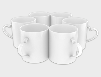 Caneca de Café Coração Branca em Polímero para Sublimação 325ml - 25 unid