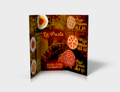 Cardápio com 2 Vincos Couchê 300g Sem Verniz A3  - 4x4 - 100 unid