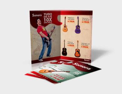 Folder com 1 Dobra Couchê 120g Verniz Total Frente e Verso 15x10cm - 4x4 - 1000 unid